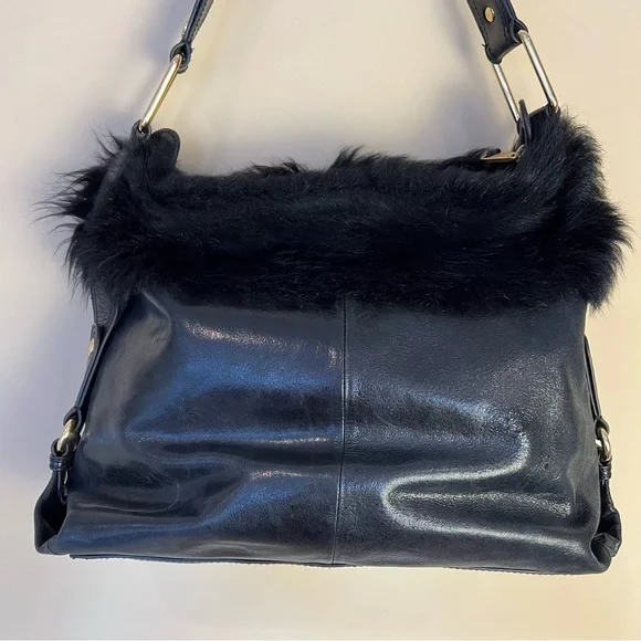Badgley Mischka Furry Black Y2K Shoulder Bag - Picture 7 of 10